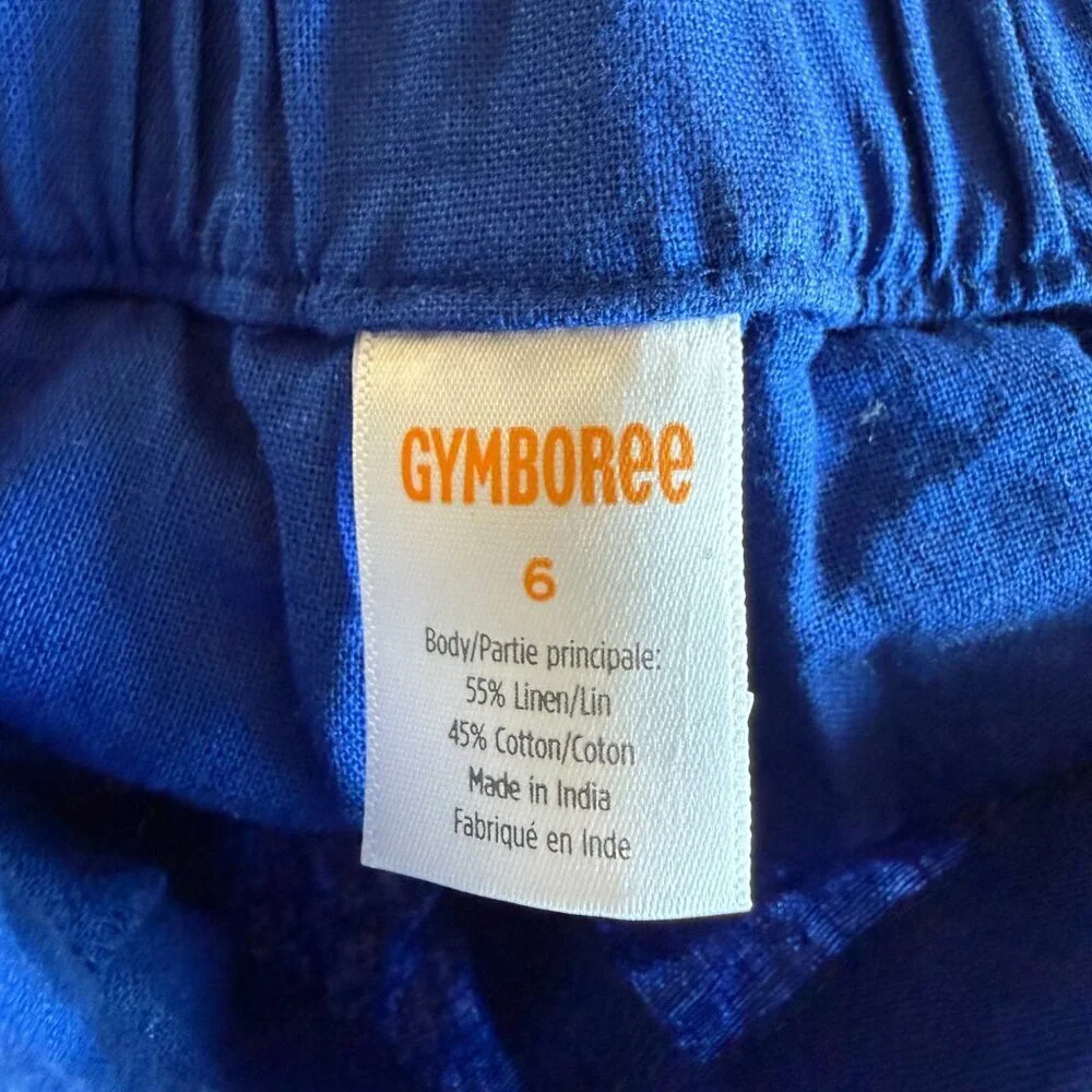 Gymboree Bon Voyage Blue Cropped Pants &  White Blouse Both Size 6